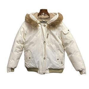 Woolrich Faux Fur Trimmed Hoodie Goose Down Coat Size Medium